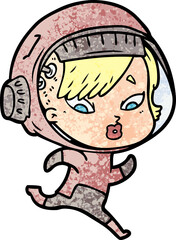 cartoon astronaut woman