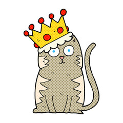 freehand drawn cartoon cat with crown