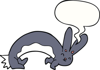 funny cartoon rabbit with speech bubble