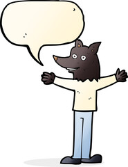 cartoon werewolf with speech bubble