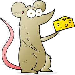 freehand drawn cartoon mouse with cheese