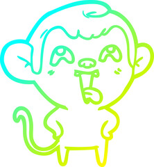 cold gradient line drawing of a crazy cartoon monkey