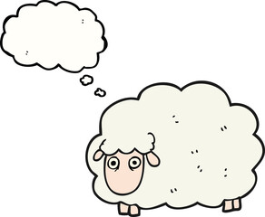 freehand drawn thought bubble cartoon farting sheep