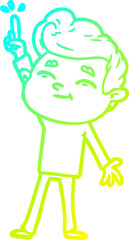 cold gradient line drawing of a happy cartoon man