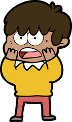 worried cartoon boy