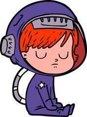 cartoon astronaut woman