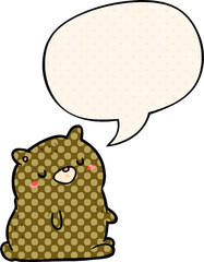 cute cartoon bear with speech bubble in comic book style