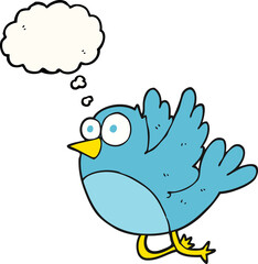 freehand drawn thought bubble cartoon bird