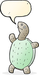 cartoon happy turtle with speech bubble