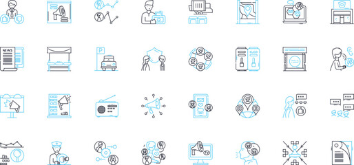 Intelligent populace linear icons set. Educated, Knowledgeable, Astute, Cogent, Insightful, Experienced, Enlightened line vector and concept signs. Well-informed,Discerning,Sophisticated outline