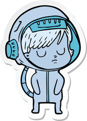 sticker of a cartoon astronaut woman