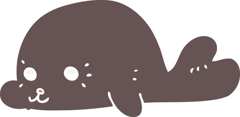 flat color style cartoon baby seal
