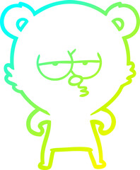 cold gradient line drawing of a bored polar bear cartoon