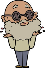 Obraz premium cartoon curious man with beard and sunglasses