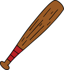 hand drawn cartoon doodle of a baseball bat