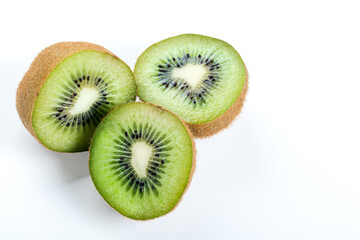 Kiwi fruit slice isolated on white background. Slices kiwifruit isolated on white background. Close-up.