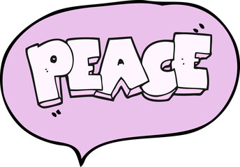 freehand drawn speech bubble cartoon word peace