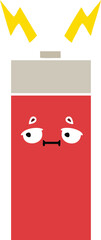flat color retro cartoon of a battery