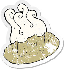 retro distressed sticker of a cartoon bread
