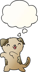 cute cartoon puppy with thought bubble in smooth gradient style