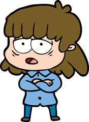 cartoon tired woman