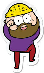 sticker of a cartoon surprised bearded man