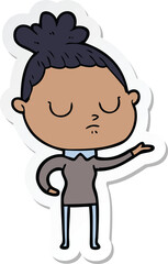 sticker of a cartoon calm woman