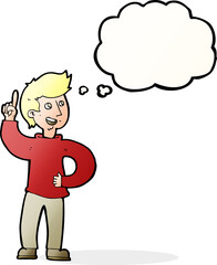 cartoon man with idea with thought bubble