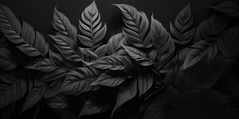 Pattern of black leaves (close-up). Generative AI