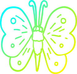 cold gradient line drawing of a cartoon butterfly