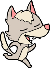 cartoon running wolf laughing