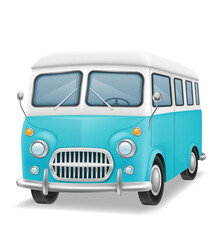 retro mini van bus for travel and leisure vector illustration