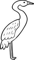 line drawing of a stork