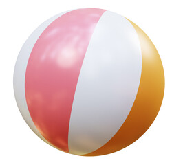 Summer vacation and travel concept. Inflatable colorful beach ball toy. 3d rendering