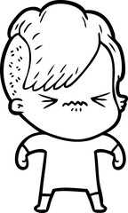 cartoon annoyed hipster girl