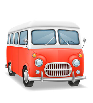 retro mini van bus for travel and leisure vector illustration