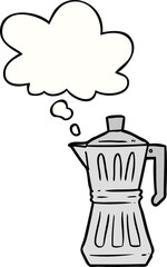 cartoon espresso maker with thought bubble
