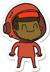 sticker of a happy cartoon astronaut
