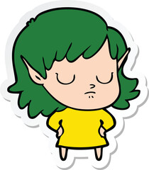 sticker of a cartoon elf girl