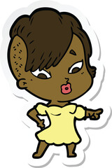 sticker of a cartoon surprised girl