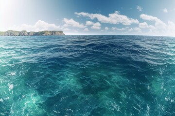 Fototapeta na wymiar HDRI of a panoramic blue sea environment, rendered in 3D. Generative AI
