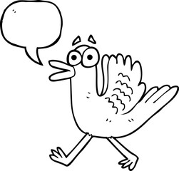 freehand drawn speech bubble cartoon flapping duck