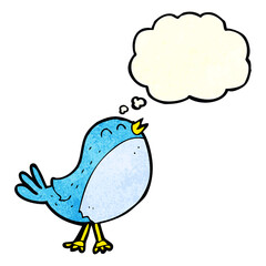 cartoon singing bird with thought bubble