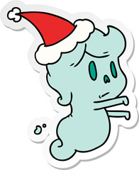 hand drawn christmas sticker cartoon of kawaii ghost
