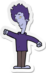 sticker of a cartoon vampire man