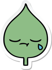 sticker of a cute cartoon expressional leaf