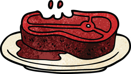 cartoon doodle rare steak