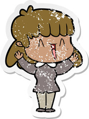 distressed sticker of a cartoon woman
