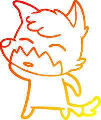 warm gradient line drawing of a cartoon fox