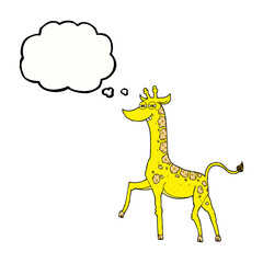 freehand drawn thought bubble cartoon giraffe